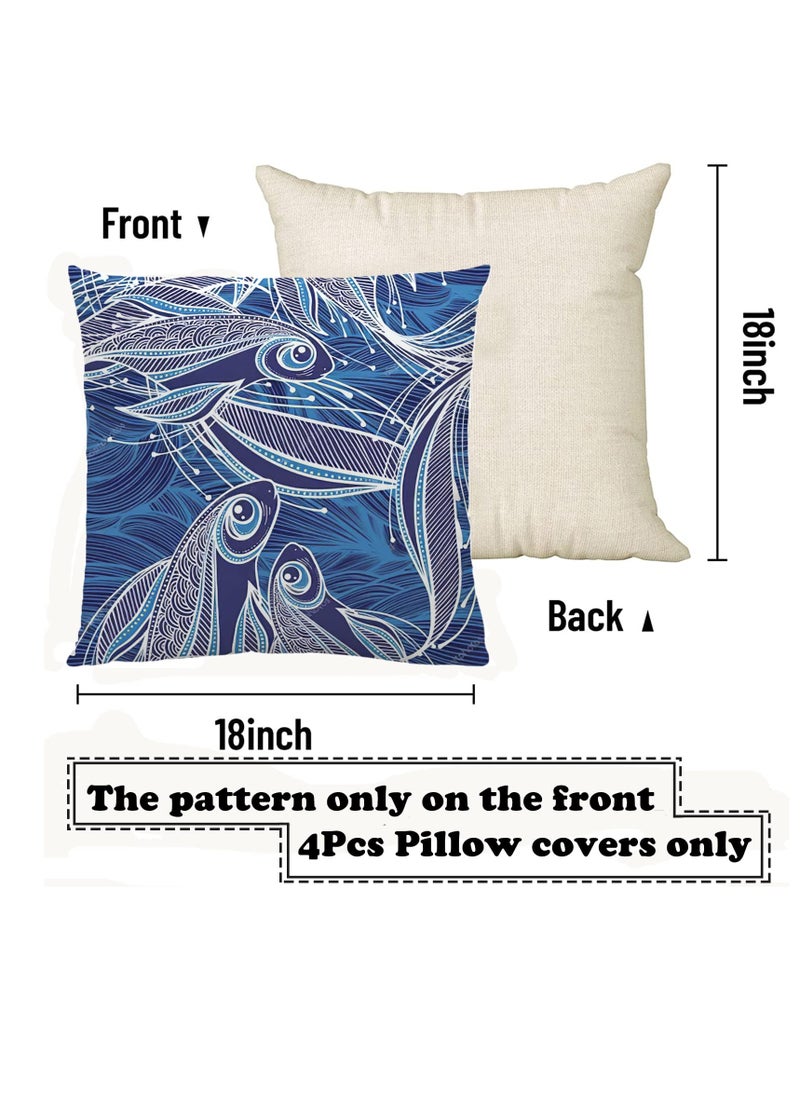 Excefore 4 Pack Decorative Throw Pillow Covers, 18x18 Boho Teal Pillow Covers, Suitable for Sofa, Living Room, Garden, Balcony  - Image 2