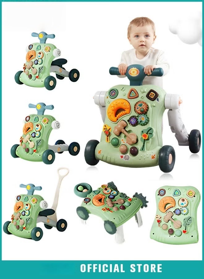 HOOKOR 6 in 1 Multifunctional Baby Sit to Stand Walker With Activity Center Toddler Trolley & Push Stroller with Interactive Learning Table, Toy Gift for Infant Boys Girls - Image 1