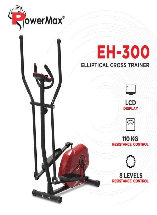 PowerMax Fitness PowerMax EH-300 Elliptical Exercise Cycle/Cross Trainer with Hand Pulse, Cardio Training for Home Fitness Workout  - Image 2
