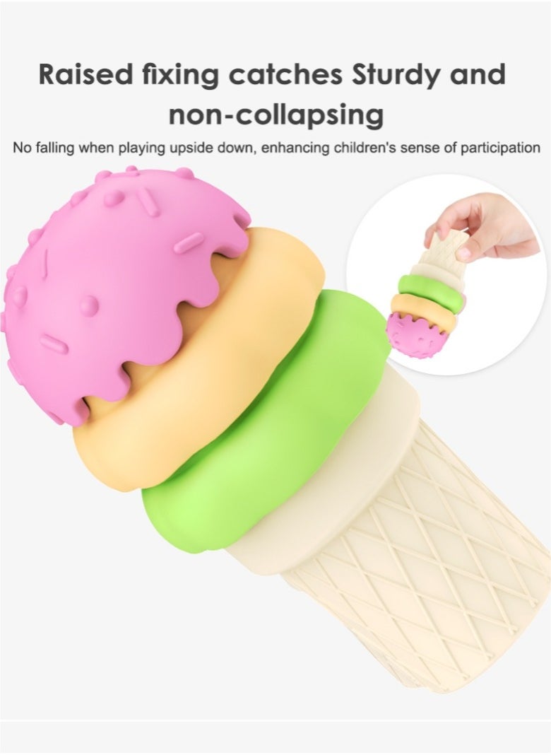 Ice Cream Set Stacking Toys for Kids, Montessori Stacking Fine Motor Skills Toys, Manipulatives Learning Toys ﻿Pink,1 pack