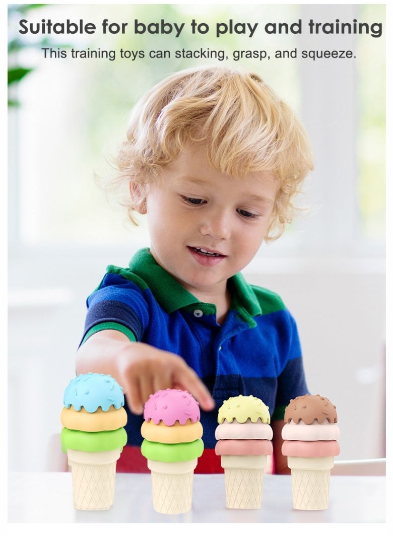 HieerBus Ice Cream Set Stacking Toys for Kids, Montessori Stacking Fine Motor Skills Toys, Manipulatives Learning Toys ﻿Pink,1 pack  - Image 5