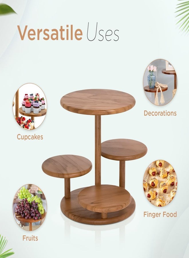 MAJURI 4 Tier Cupcake Stand, Cupcake Tower Stand 50 Cupcakes, Coasters Set of 4 Free, Halloween Cupcake Stand, Wooden Dessert Display for Birthday, Perfect for Tiered Cake Stand Enthusiasts - Image 5