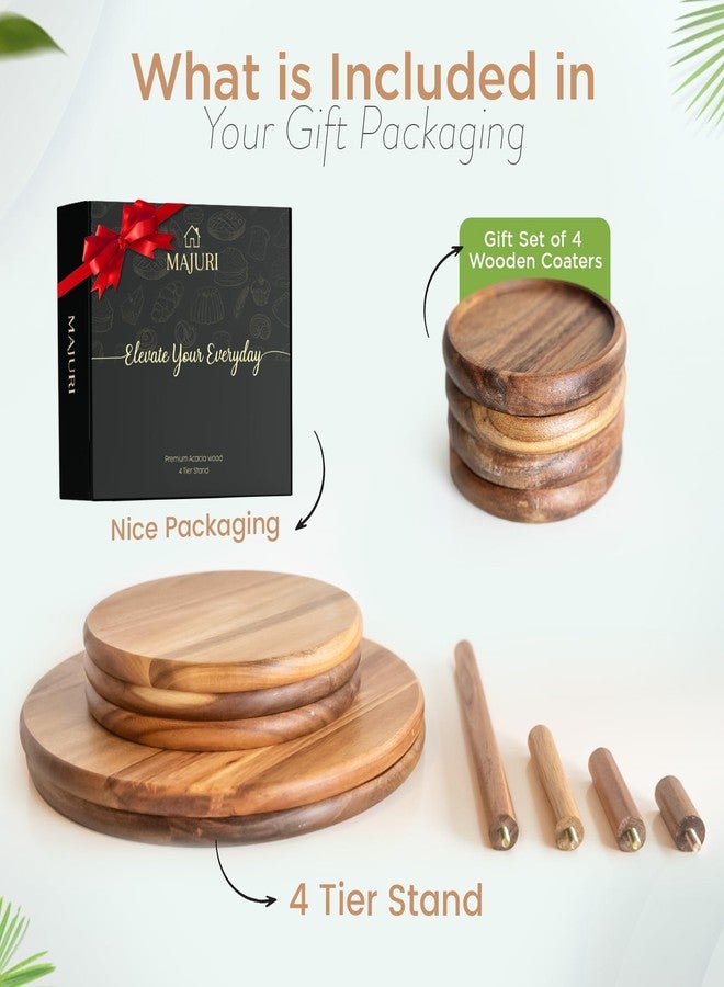 MAJURI 4 Tier Cupcake Stand, Cupcake Tower Stand 50 Cupcakes, Coasters Set of 4 Free, Halloween Cupcake Stand, Wooden Dessert Display for Birthday, Perfect for Tiered Cake Stand Enthusiasts - Image 2