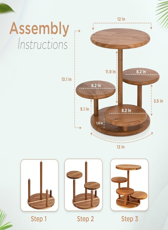 MAJURI 4 Tier Cupcake Stand, Cupcake Tower Stand 50 Cupcakes, Coasters Set of 4 Free, Halloween Cupcake Stand, Wooden Dessert Display for Birthday, Perfect for Tiered Cake Stand Enthusiasts - Image 3