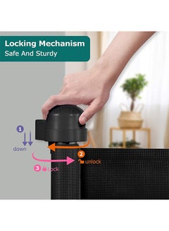Beauenty Beauenty Retractable Baby Gate, Beauenty Mesh Safety Gate for Babies and Pets, Extra Wide Safety Baby Gate 34" Tall & 59" Wide, Pet Dog Gate for doorways, Stairs, Indoor/Outdoor (1.5M black)  - Image 5