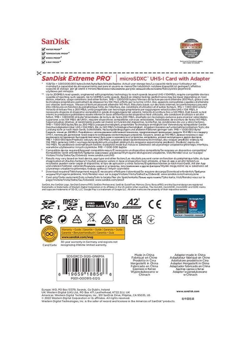 SAN Disk Extreme Pro microSD UHS I Card for 4K Video on Smartphones, Action Cams & Drones 200MB/s Read, 140MB/s Write, Lifetime Warranty - Image 5