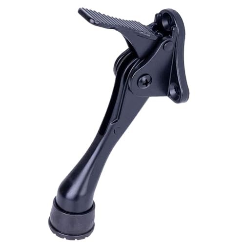 Hashi One Touch Kickdown Door Stopper, Door Holder, Heavy Duty Door Stops, Bottom of Door, Height-Adjustable Rubber Tips by HASHI (Black 4 inch x 1pack) - Image 1