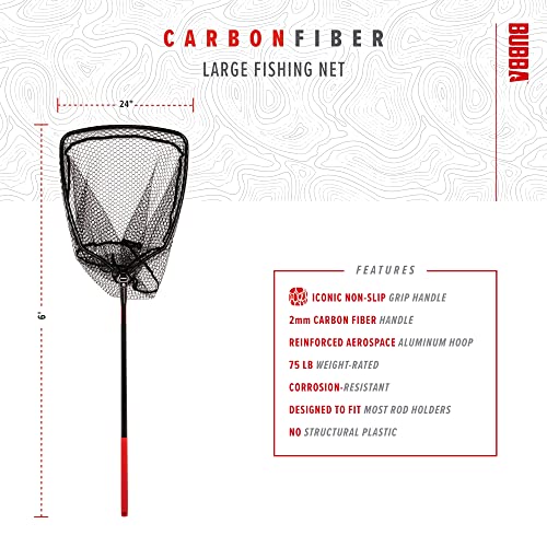 BUBBA Large 24 Inch Carbon Fiber Fishing Net - Durable, Corrosion Resistant, Non-Slip Grip Lightweight - 6 ft Tall, 75lb Limit - Image 3