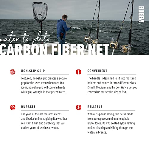 BUBBA Large 24 Inch Carbon Fiber Fishing Net - Durable, Corrosion Resistant, Non-Slip Grip Lightweight - 6 ft Tall, 75lb Limit - Image 4