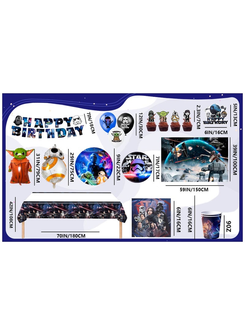 FRUITFUL PARTY - Star Wars Party Decorations for 10 Guests, Star Wars Party Disposable Tableware Set Star Wars Party Plates Napkins Cups Star Wars Birthday Banner Balloons Cake Decorations - Image 1