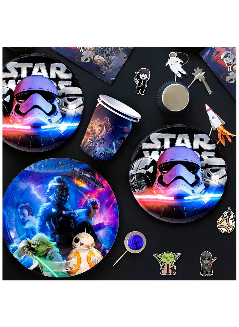 FRUITFUL PARTY - Star Wars Party Decorations for 10 Guests, Star Wars Party Disposable Tableware Set Star Wars Party Plates Napkins Cups Star Wars Birthday Banner Balloons Cake Decorations - Image 1