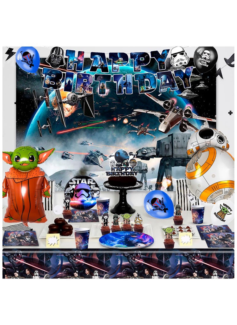 FRUITFUL PARTY - Star Wars Party Decorations for 10 Guests, Star Wars Party Disposable Tableware Set Star Wars Party Plates Napkins Cups Star Wars Birthday Banner Balloons Cake Decorations - Image 1
