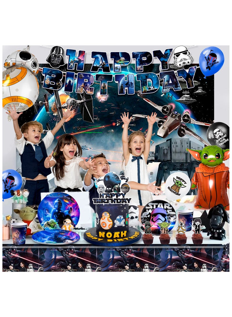 FRUITFUL PARTY - Star Wars Party Decorations for 10 Guests, Star Wars Party Disposable Tableware Set Star Wars Party Plates Napkins Cups Star Wars Birthday Banner Balloons Cake Decorations - Image 1