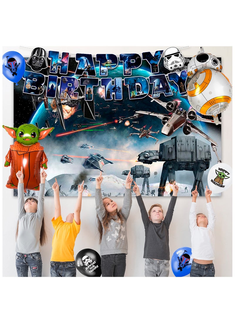 FRUITFUL PARTY - Star Wars Party Decorations for 10 Guests, Star Wars Party Disposable Tableware Set Star Wars Party Plates Napkins Cups Star Wars Birthday Banner Balloons Cake Decorations - Image 1