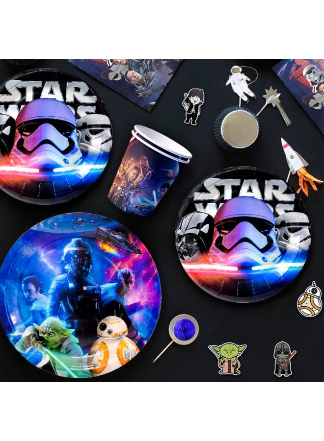 FRUITFUL PARTY Star Wars Party Decorations for 10 Guests, 114pcs Star Wars Party Disposable Tableware Set Star Wars Party Plates Napkins Cups Star Wars Birthday Banner Balloons Cake Decorations - Image 5