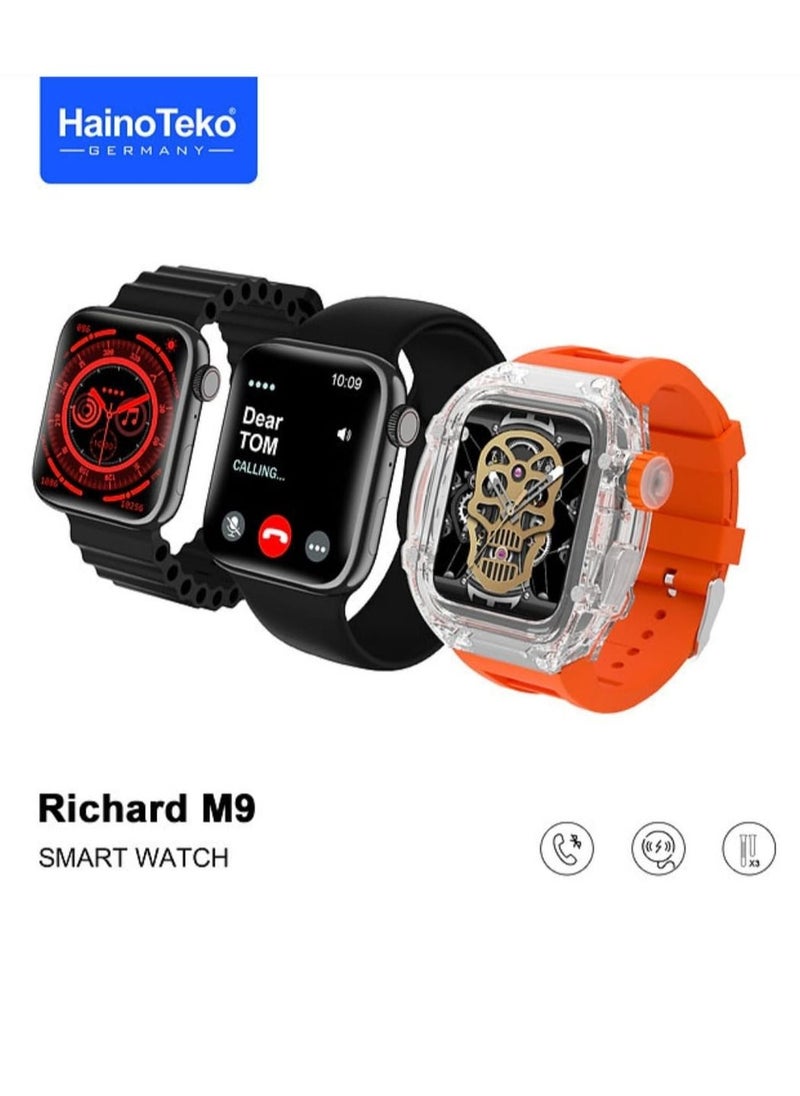 Haino Teko Smart Watch Richard M9 With 3 Silicone Strap And Cover Case And Wireless Charging  - Image 1