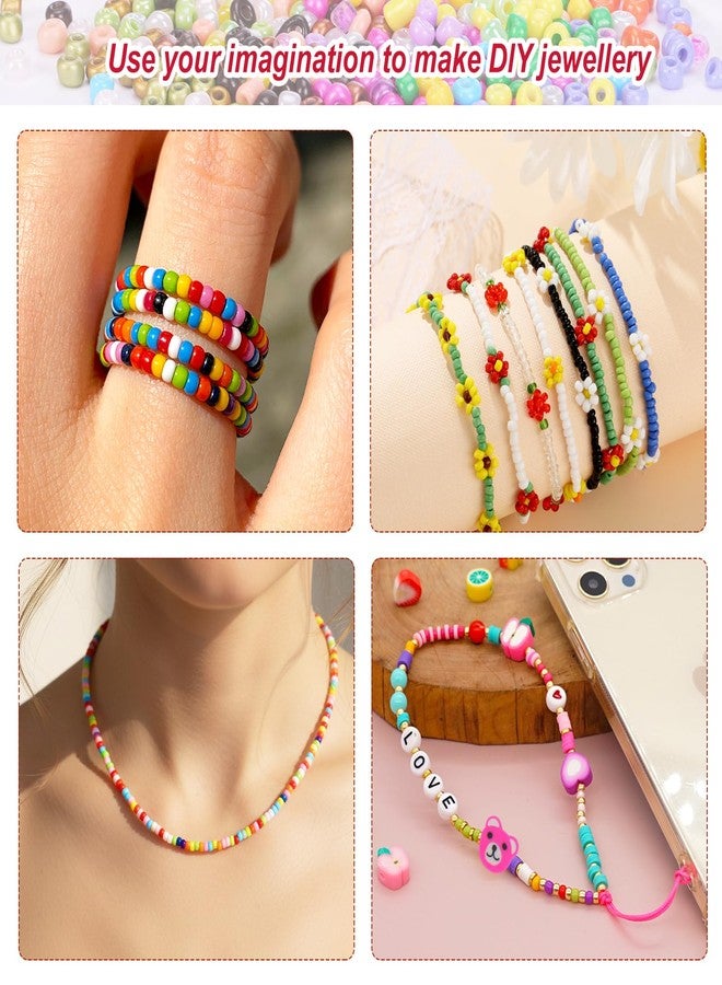 Quefe 10800pcs 3mm Glass Seed Beads for Bracelets Making Kit, Friendship Bracelet Kits 8/0 Craft Bead for Jewelry Making Necklaces (24 Color) - Image 5