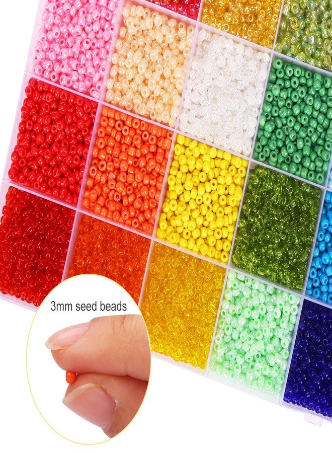 Quefe 10800pcs 3mm Glass Seed Beads for Bracelets Making Kit, Friendship Bracelet Kits 8/0 Craft Bead for Jewelry Making Necklaces (24 Color) - Image 2
