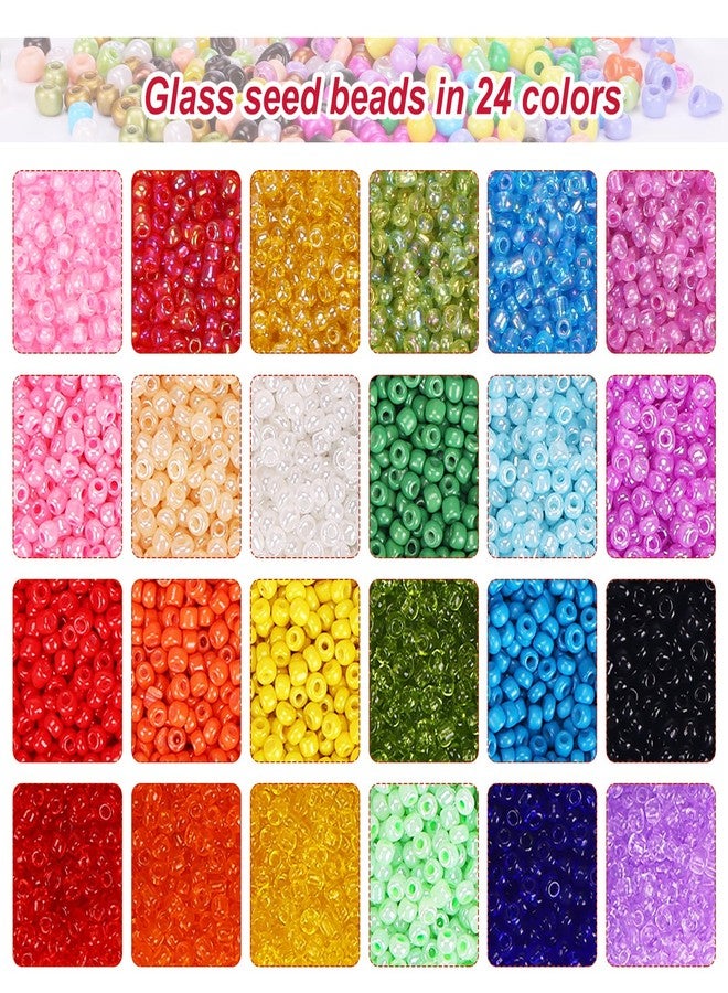 Quefe 10800pcs 3mm Glass Seed Beads for Bracelets Making Kit, Friendship Bracelet Kits 8/0 Craft Bead for Jewelry Making Necklaces (24 Color) - Image 3