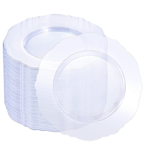 WDF 60pcs Clear Plastic Dessert Plates Disposable 75inch Small Disposable Clear CakeAppetizerDessert Plastic Plates for Wedding Party
