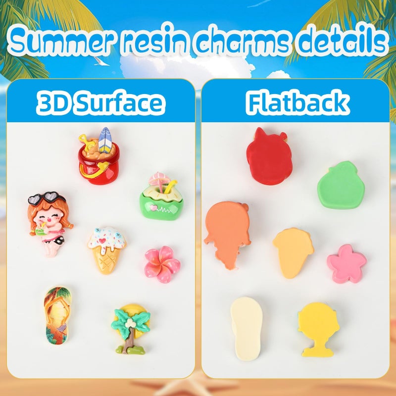 DTOFOOT 60 Pcs Summer Resin Charms Mini Hawaii Beach Pool Flatback Charms for DIY Craft Tiny Embellishments for Scrapbooking Jewelry Making Hair Clip Cell Phone Case - Image 3