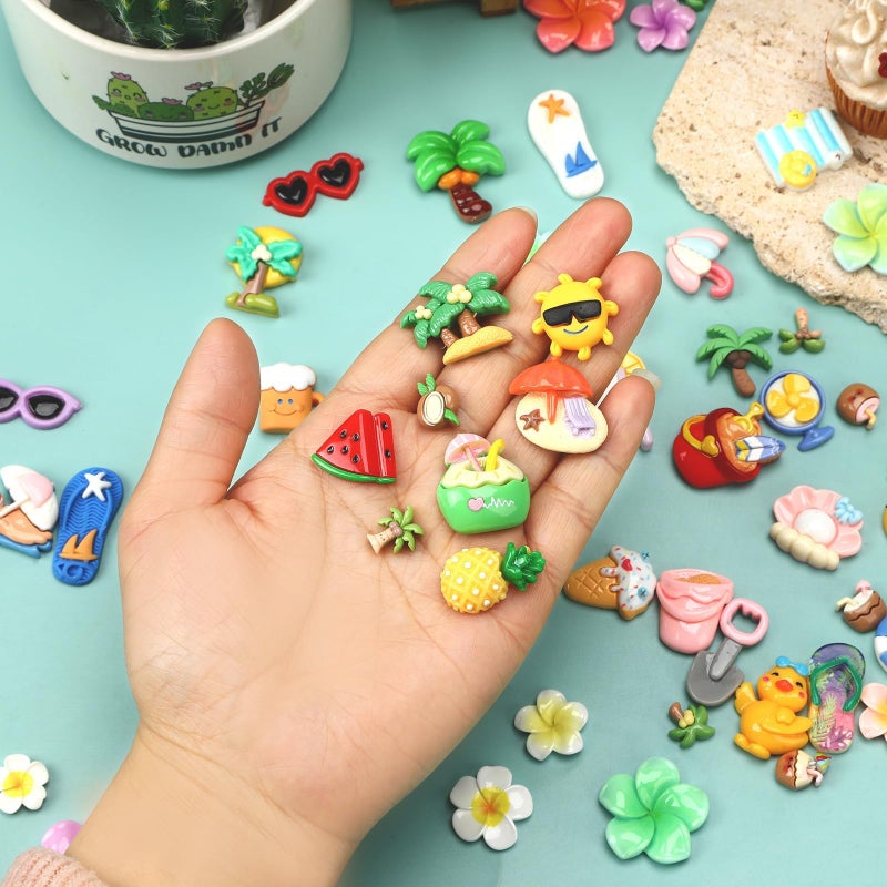 DTOFOOT 60 Pcs Summer Resin Charms Mini Hawaii Beach Pool Flatback Charms for DIY Craft Tiny Embellishments for Scrapbooking Jewelry Making Hair Clip Cell Phone Case - Image 4