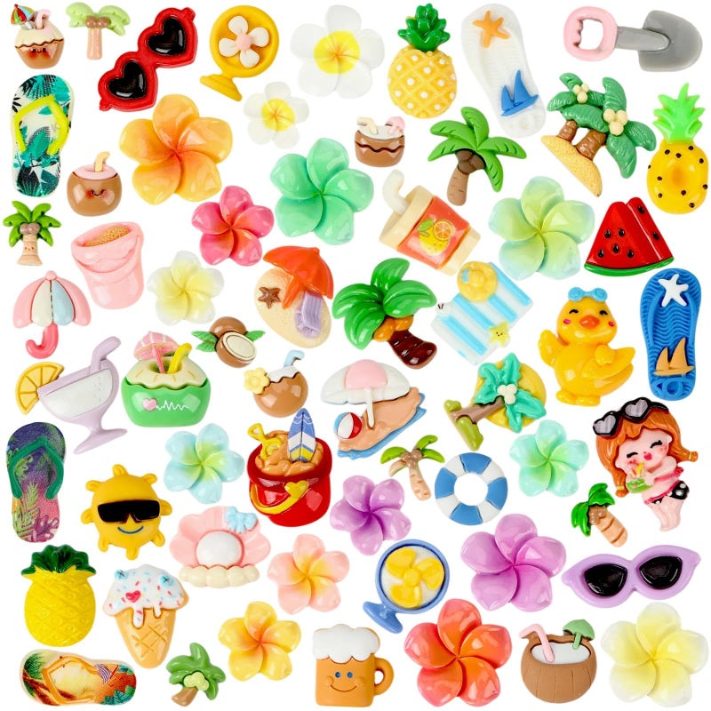 DTOFOOT 60 Pcs Summer Resin Charms Mini Hawaii Beach Pool Flatback Charms for DIY Craft Tiny Embellishments for Scrapbooking Jewelry Making Hair Clip Cell Phone Case - Image 1