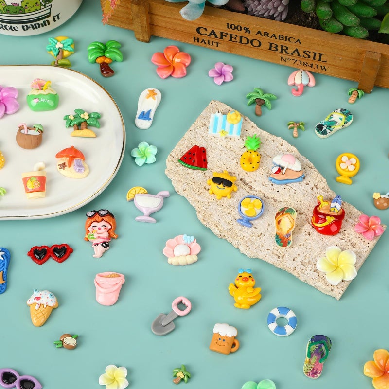 DTOFOOT 60 Pcs Summer Resin Charms Mini Hawaii Beach Pool Flatback Charms for DIY Craft Tiny Embellishments for Scrapbooking Jewelry Making Hair Clip Cell Phone Case - Image 5
