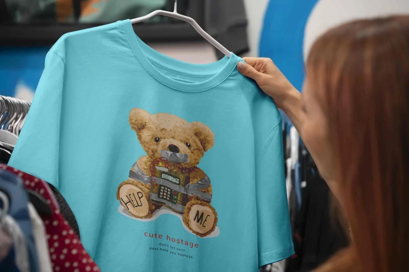 DogFish Teddy Women's Oversize Blue T-Shirt