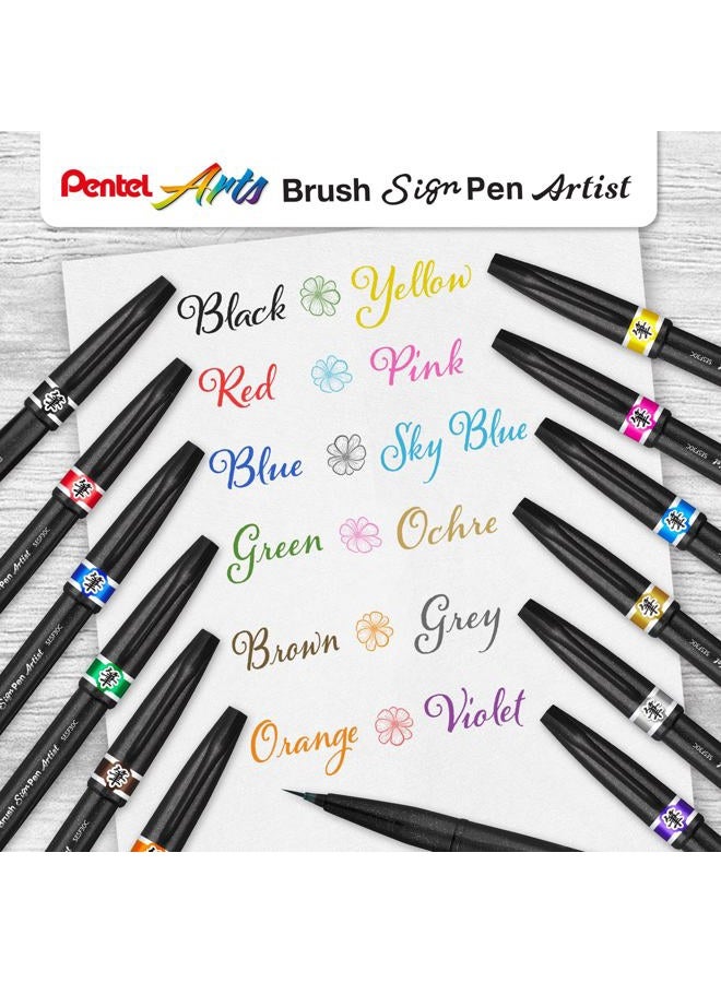 Pentel SESF30 °C AX Extra Fine Brush Tip, Black Pack of 12 - Image 3