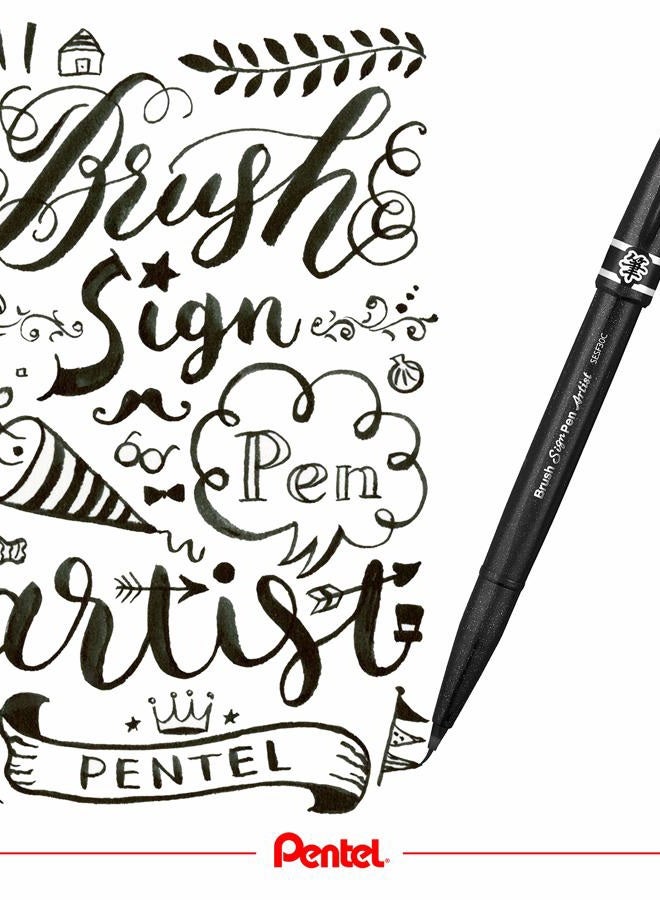 Pentel SESF30 °C AX Extra Fine Brush Tip, Black Pack of 12 - Image 4