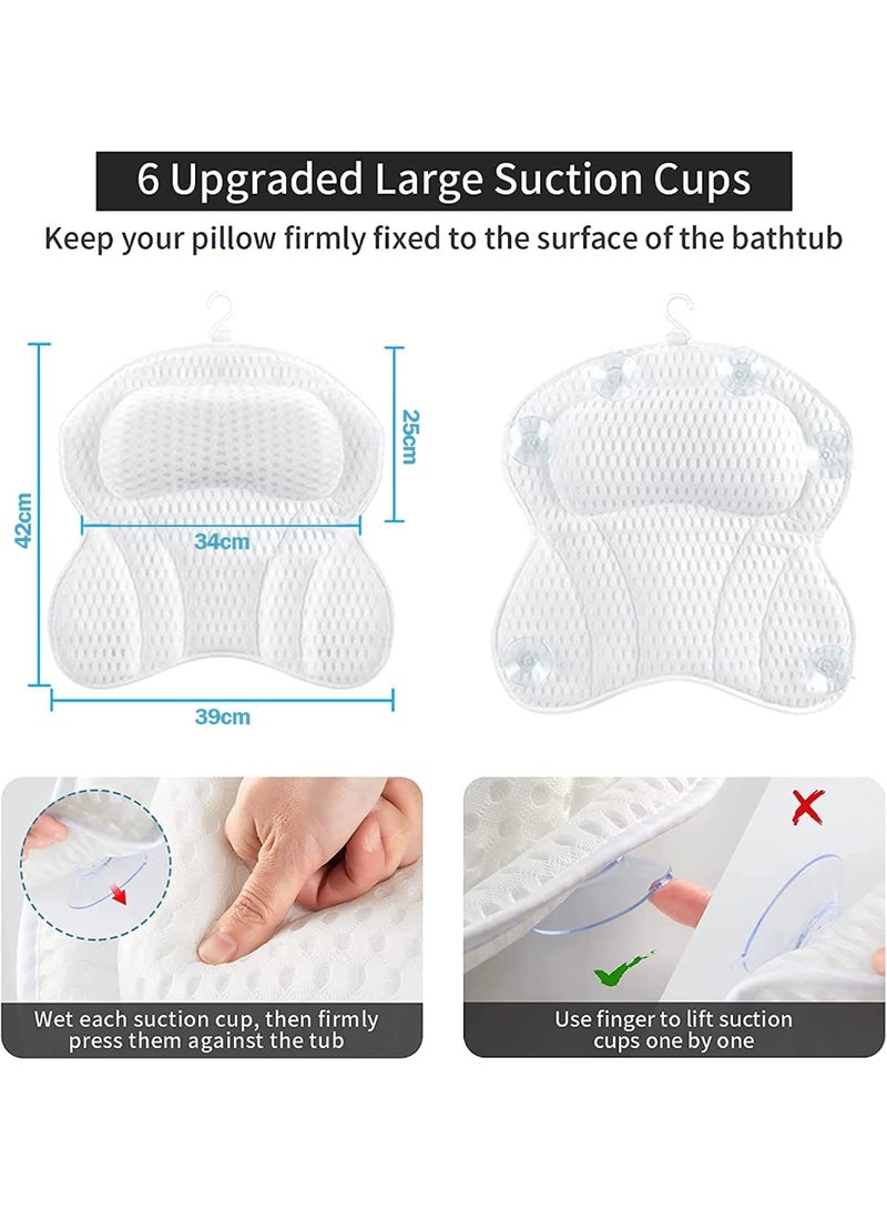 Excefore Bath Pillows, 4D SPA Air Mesh Bathtub Pillows for Tub, Shower Head Neck Shoulder and Back Support Ergonomic Pillows with 6 Non-Slip Strong Suction Cups for Breathable Comfort - Image 2
