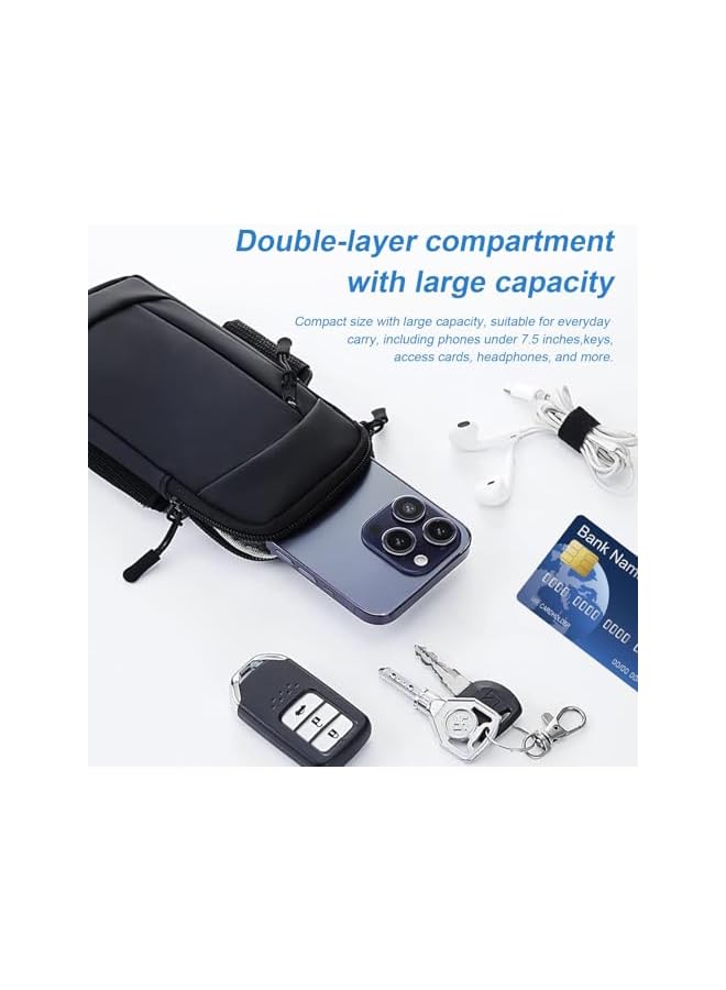 Green Tiger Waterproof Cell Phone Crossbody Bag with Adjustable Armband, Small Lightweight Sling Shoulder Purse for iPhone & Android up to 7",Running, Hiking, Fitness, Travel (Black) - Image 2