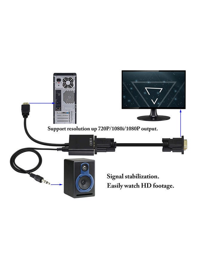 NIBEMINENT 1080P HDMI To VGA Audio Adapter Cable Black  - Image 4