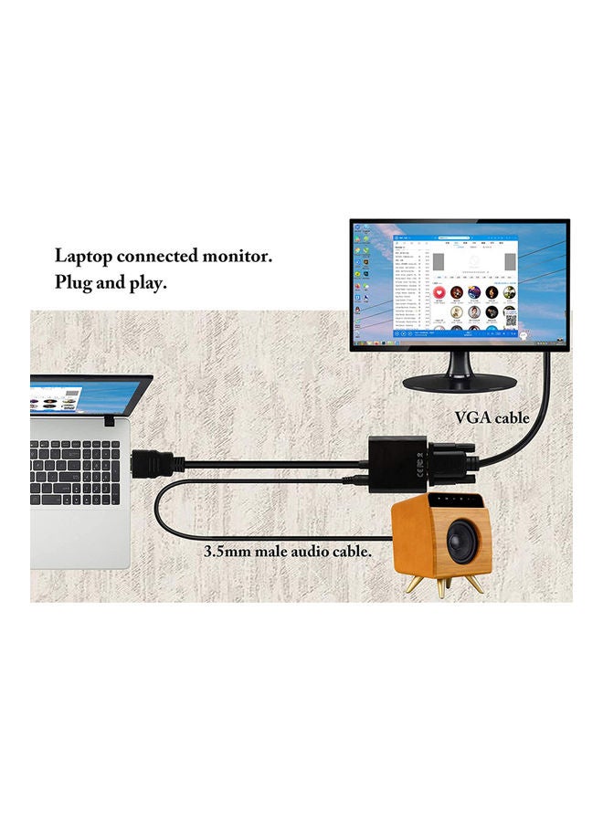 NIBEMINENT 1080P HDMI To VGA Audio Adapter Cable Black  - Image 5