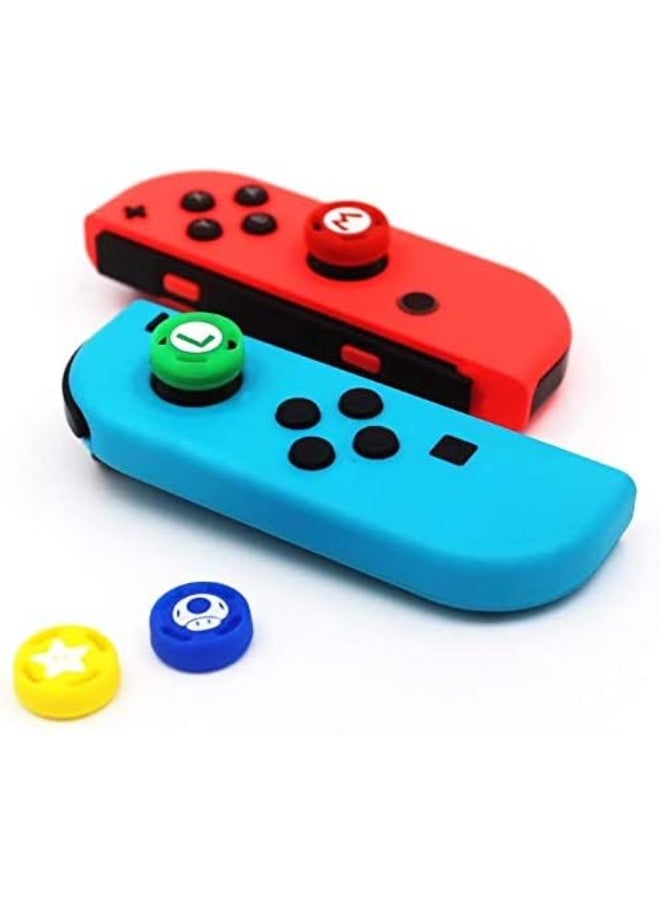 4PCS Cute Cartoon Silicone Thumb Grip Caps for Nintendo Switch/OLED/Switch Lite – 3D Kawaii Joystick Covers Anti-Slip Joy-Con Controller Buttons (Red Yellow Blue Green) - Image 1