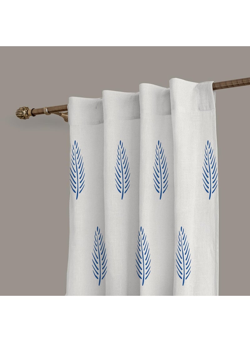 LINENWALAS LINENWALAS Cotton Curtains Set Of 2, Canvas Window Curtains Home Dã©Cor, Hangs Elegantly With Back Loops (4.5X5 Ft, Blue Leaf)(Lined)  - Image 4
