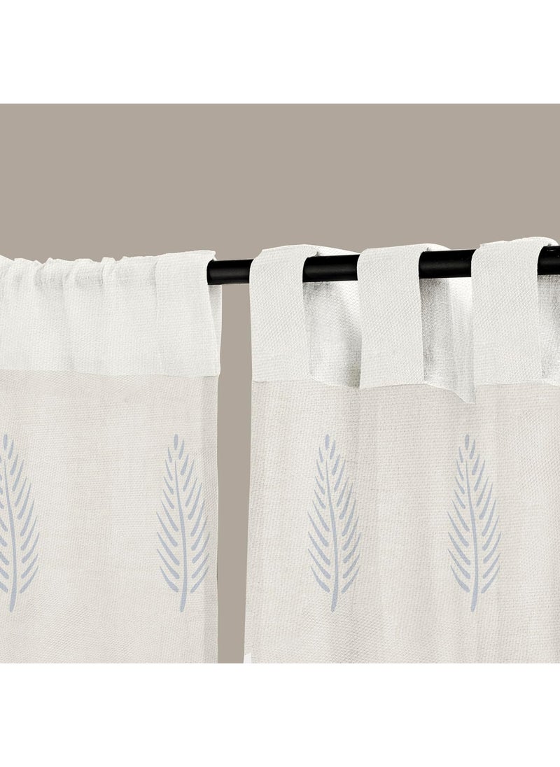 LINENWALAS LINENWALAS Cotton Curtains Set Of 2, Canvas Window Curtains Home Dã©Cor, Hangs Elegantly With Back Loops (4.5X5 Ft, Blue Leaf)(Lined)  - Image 5