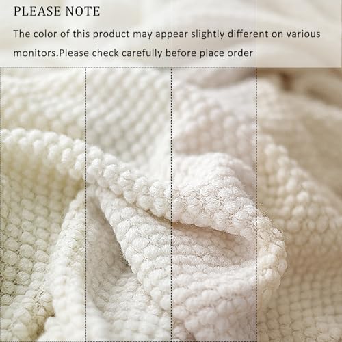 LOMAO Knitted Throw Blanket with Tassels Bubble Textured Lightweight Throws for Couch Cover Home Decor (Cream, 50x60) - Image 4