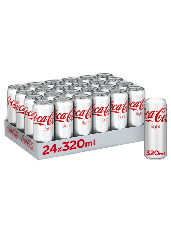 Coca-Cola Light Carbonated Soft Drink, Cans, 24 × 320ml