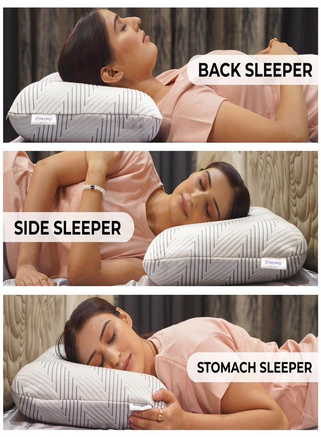 RINIPO Memory Foam Sleeping Pillow for Neck, Head, Back & Shoulder Support, Orthopedic Pain Relief Pillow for Side, Back & Stomach Sleepers, Washable Cover, King Size 25x15x5 Inch, Set of 1, Grey - Image 2
