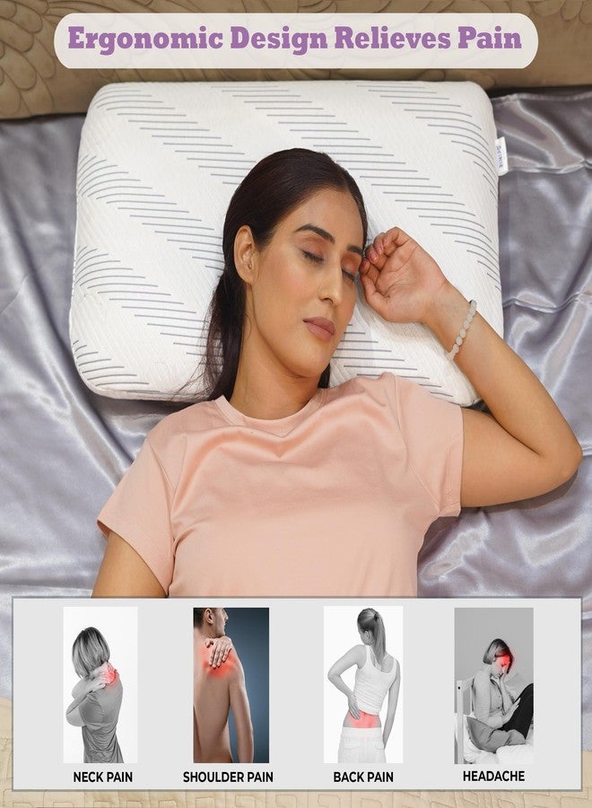 RINIPO Memory Foam Sleeping Pillow for Neck, Head, Back & Shoulder Support, Orthopedic Pain Relief Pillow for Side, Back & Stomach Sleepers, Washable Cover, King Size 25x15x5 Inch, Set of 1, Grey - Image 3