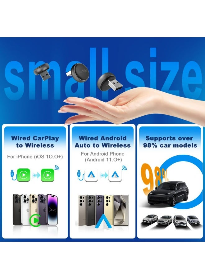 Carlinkit Wireless CarPlay & Android Auto Adapter - Mini Ultra 3 Convert OEM Wired to Wireless Dongle for iPhone & Android 11+, USB-A/Type-C Plug & Play, Fast Connection, Online Upgrade(New Generation Black） - Image 5
