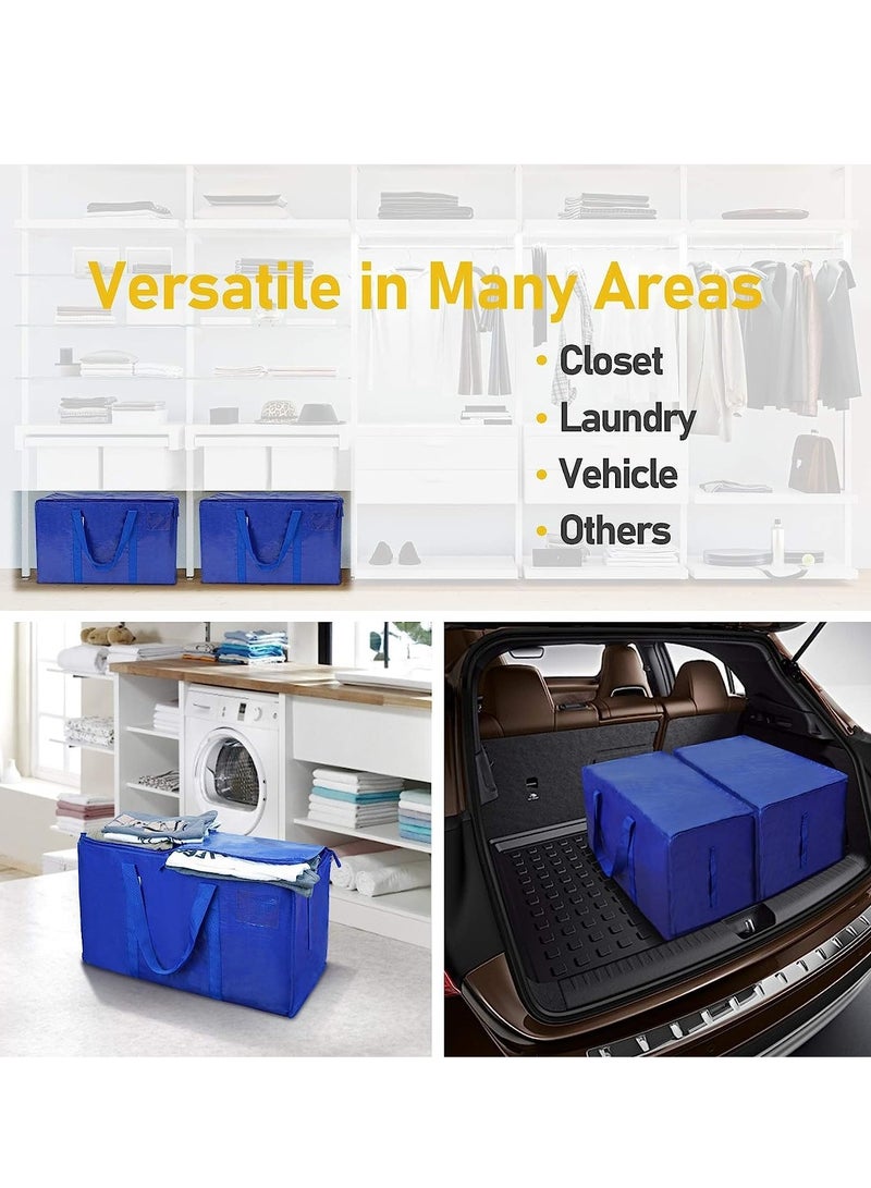 TRASSLE Large Moving Bags,2 Pack Heavy Duty Foldable Storage Tote with Zippers and Sturdy Carrying Handles for Travel,College Moving Supplies,Bedding,Clothes (Blue)  - Image 5