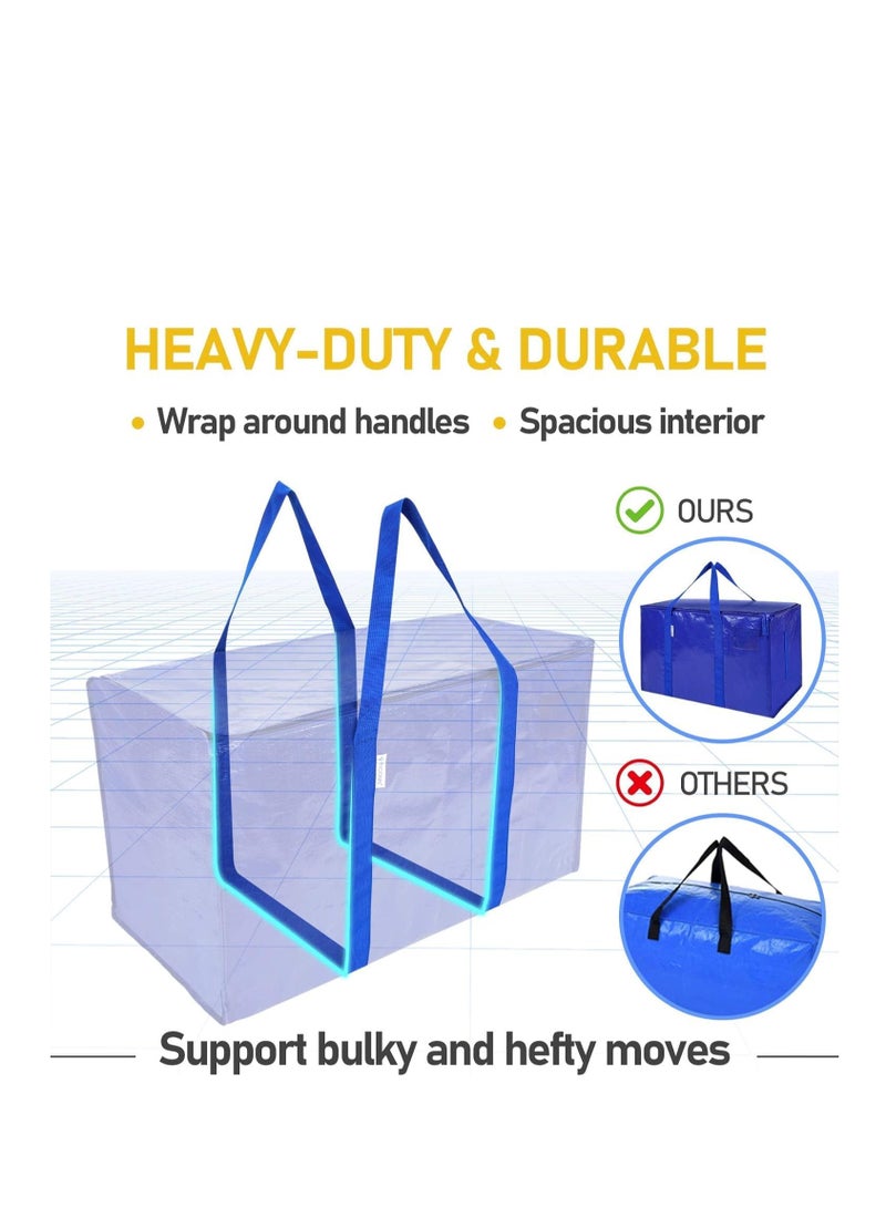 TRASSLE Large Moving Bags,2 Pack Heavy Duty Foldable Storage Tote with Zippers and Sturdy Carrying Handles for Travel,College Moving Supplies,Bedding,Clothes (Blue)  - Image 3