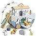 Joyreal Wooden Noahs Ark Toy for 1 Year Old Baby Boy and Girl Baptism Gift Neutral Color Montessori Educational Toy with Animal Shape Sorter Christian Toys for Toddler 13 Christmas Birthday Gift - Image 3