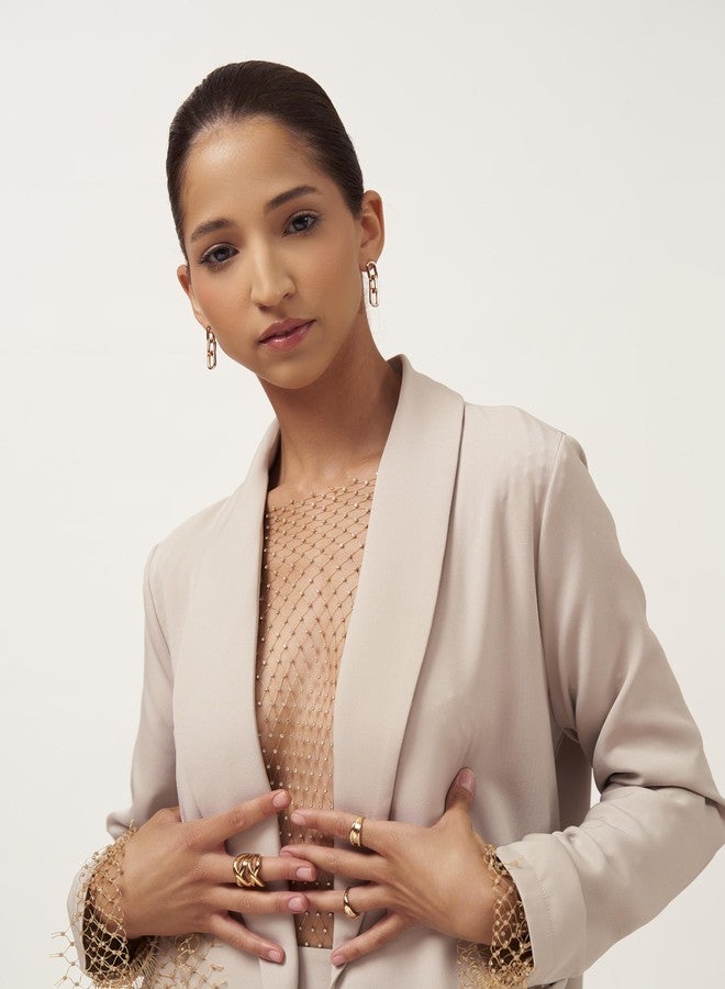 Barzel 18K Gold Plated Symmetrical Drop Chain Earrings for Women - Made in Brazil - Image 4