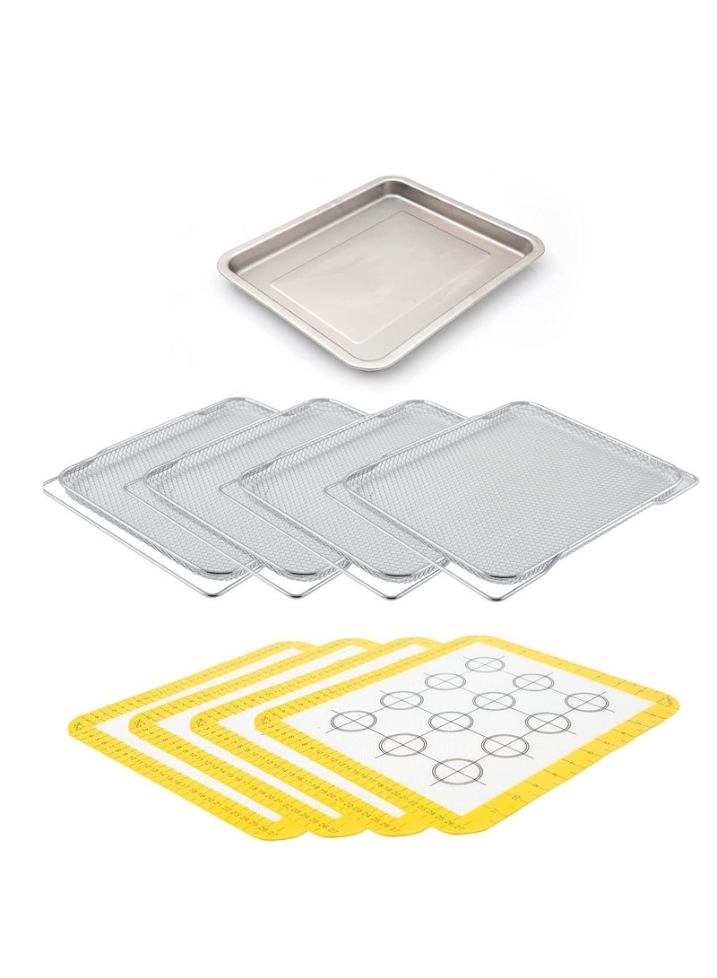Nuwave NUWAVE Genuine 9-Piece Ultimate Baking Kit, 1.3” Deep SS Roasting Tray, 4 SS Racks, 4 - 11.5”x13” Silicone Baking Mats, Compatible w/ All Bravo XL Air Fryer Oven Models 20801,20802, 20811, 20850  - Image 2