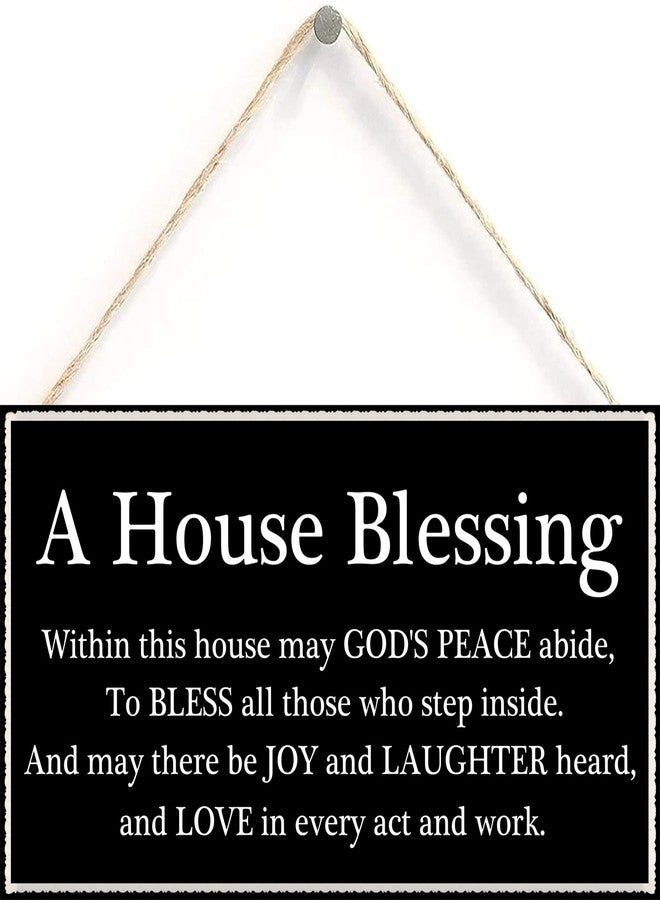 Henntile A House Blessing Hanging Sign Decorative Wood Sign Home Decor Wood Door Sign Plaque 12" x 6" - Image 1