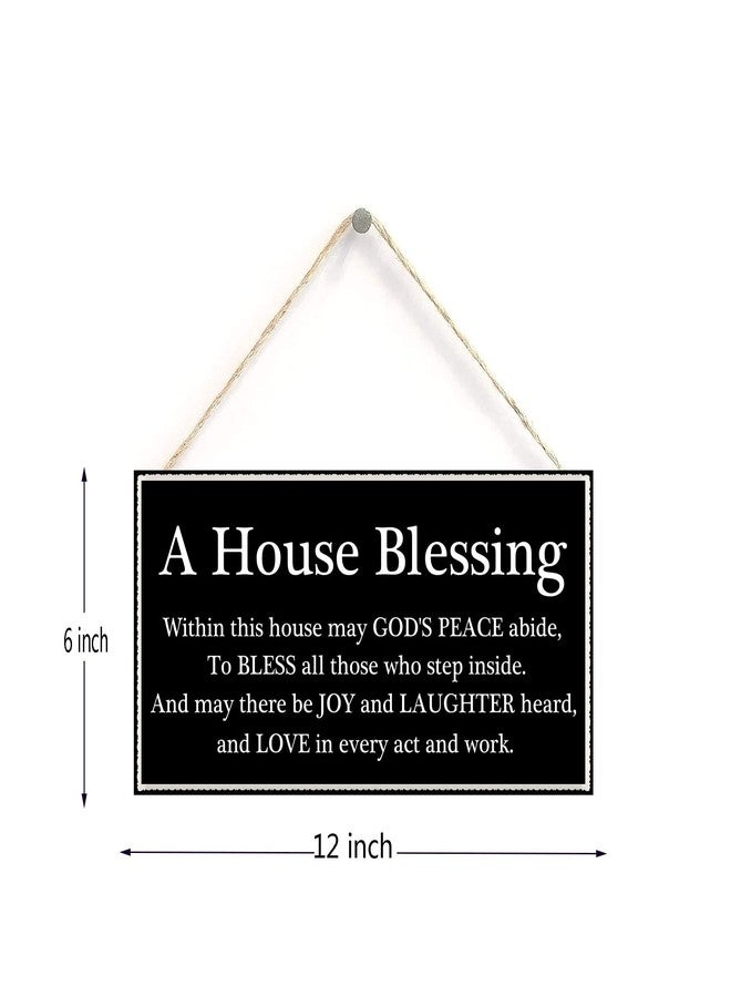 Henntile A House Blessing Hanging Sign Decorative Wood Sign Home Decor Wood Door Sign Plaque 12" x 6" - Image 2